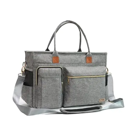 Rabjen nurse tote bag with insulated pockets and padded laptop sleeve