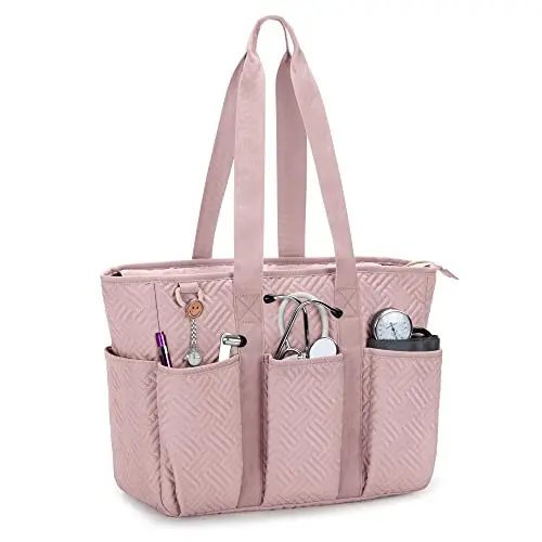 Fasrom nurse tote bag with padded laptop sleeve and multiple outer pockets
