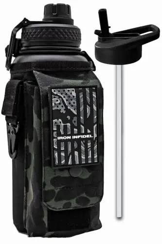 Iron Infidel tactical water bottle with MOLLE sleeve