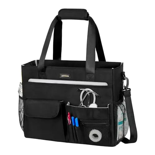 Nurse tote bag with 15 pockets and detachable shoulder strap for versatile carrying