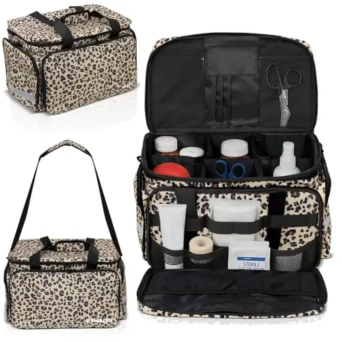 SARALEO medical bag organizer with detachable compartments and reflective safety tape